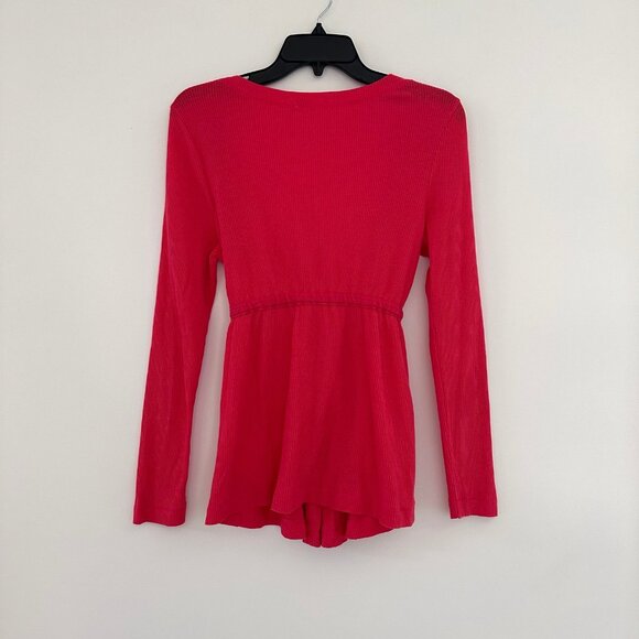 Y2K Old Navy Pink Tie Babydoll Cardigan Sweater Small Preppy Knit Top V-Neck - Picture 3 of 9